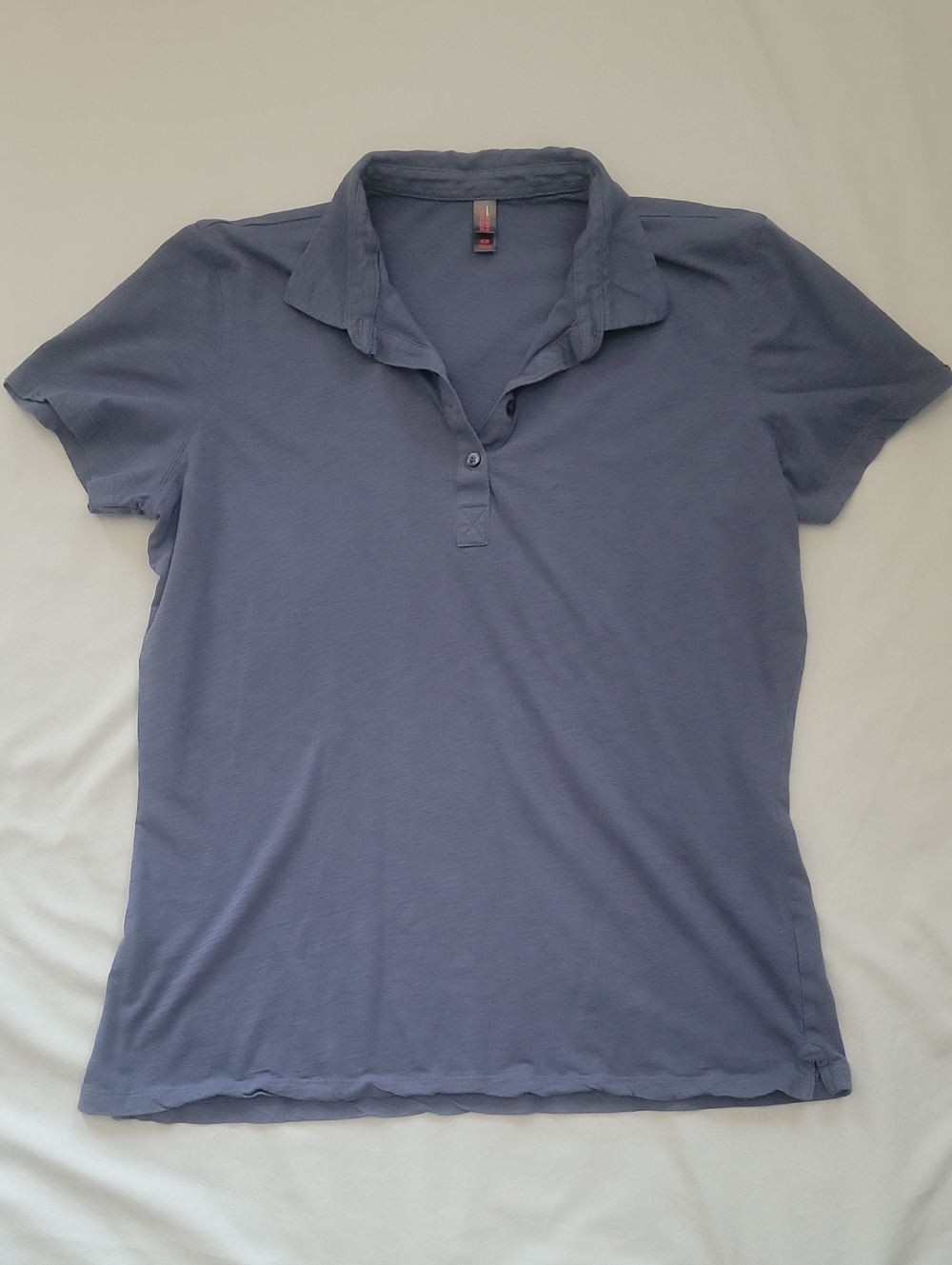 Women's Short-Sleeve Polo Top in Dusty Blue